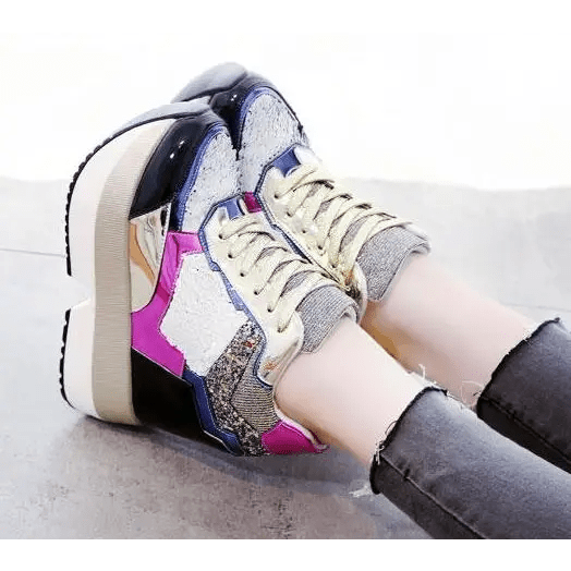 Kawaii Punk Rock Sequin Shoes Inspired by Harajuku Street Fashion - Cosparty