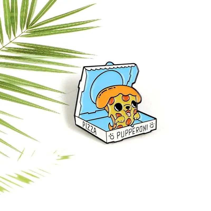 Kawaii Puppy Pizza Enamel Pin for Dog Lovers - Cosparty