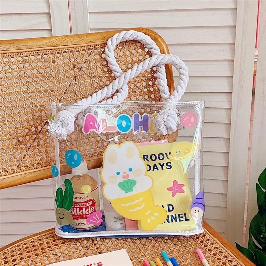 Kawaii Summer Beach Tote Bag in New Condition with Cute Animal Designs - Cosparty