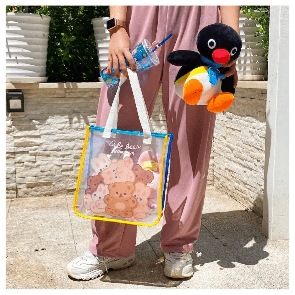 Kawaii Teddy Bear and Gummy Bear Transparent Tote Bag - Cosparty