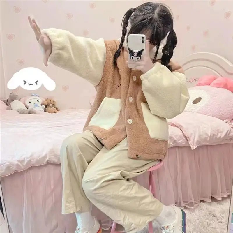 Kawaii Teddy Bear Thick Winter Hoodie for Ultimate Cuteness - Cosparty