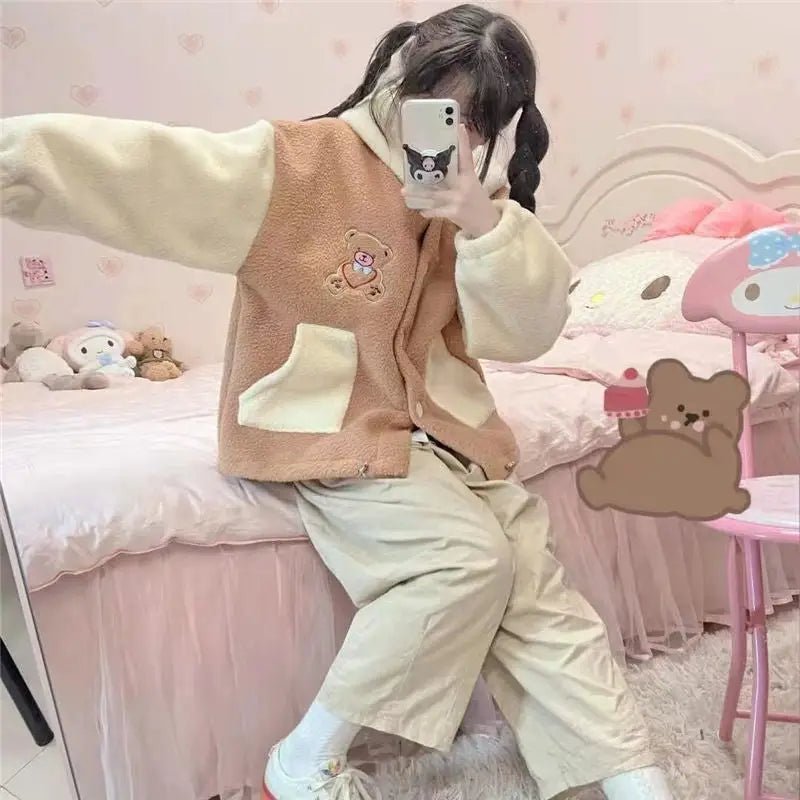 Kawaii Teddy Bear Thick Winter Hoodie for Ultimate Cuteness - Cosparty