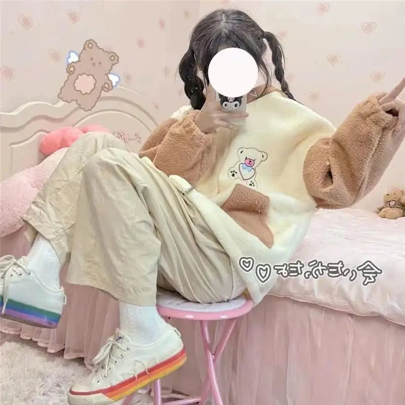 Kawaii Teddy Bear Thick Winter Hoodie for Ultimate Cuteness - Cosparty