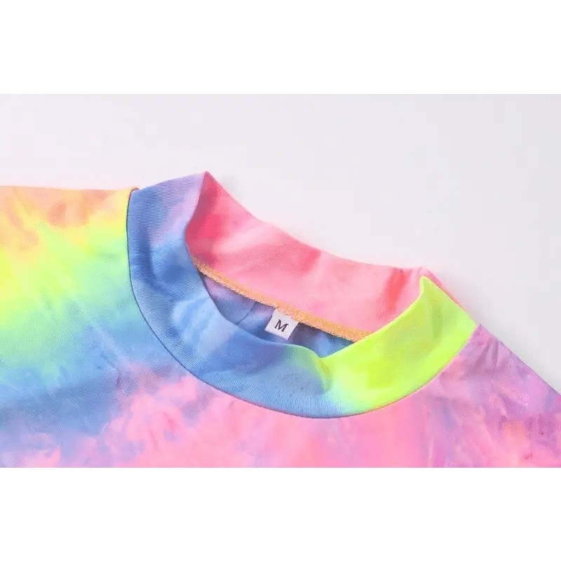 Kawaii Tie - Dye Rainbow Onesie with Snap Crotch and Subtle Turtleneck - Cosparty