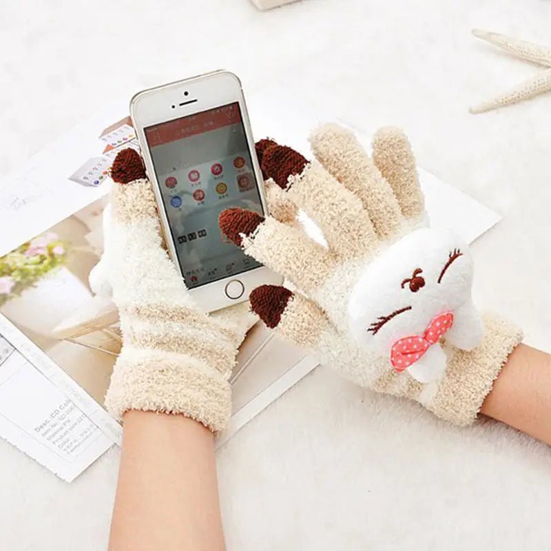 Kawaii Ultra Fuzzy Finger Gloves for Winter Fun - Cosparty
