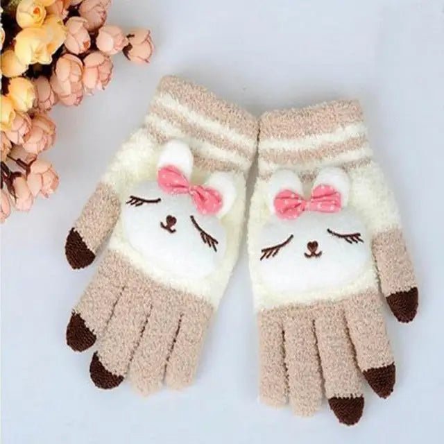 Kawaii Ultra Fuzzy Finger Gloves for Winter Fun - Cosparty