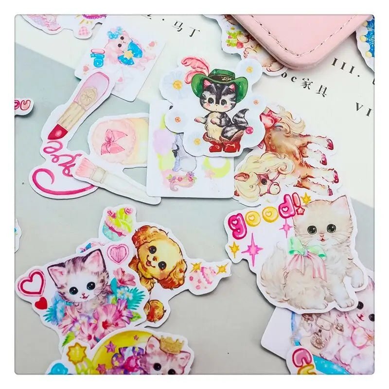 Kawaii Vintage Animal Stickers for Cute Decor and Crafting - Cosparty