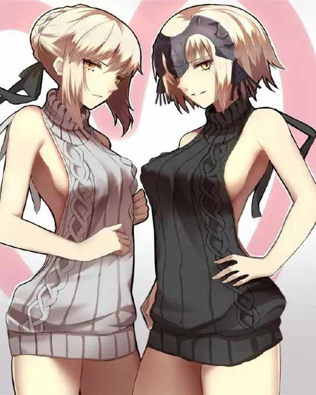 Kawaii Virgin Killer Backless Sweater in Chunky Cable Knit - Cosparty