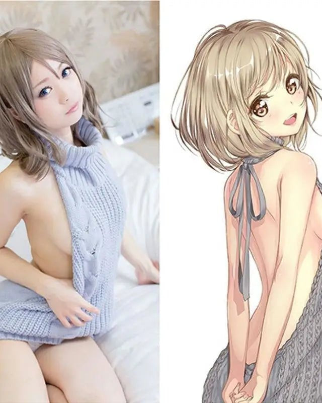 Kawaii Virgin Killer Backless Sweater in Chunky Cable Knit - Cosparty