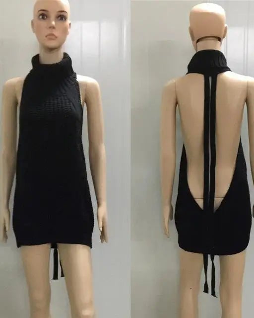 Kawaii Virgin Killer Backless Sweater in Chunky Cable Knit - Cosparty