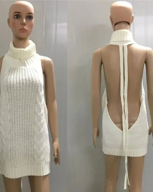 Kawaii Virgin Killer Backless Sweater in Chunky Cable Knit - Cosparty