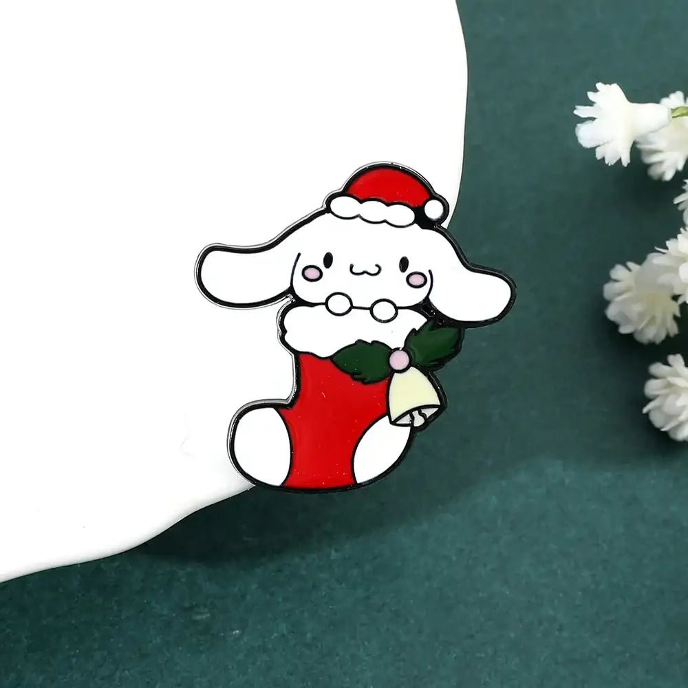 Kawaii Xmas Enamel Pin Set for Festive Holiday Cheer - Cosparty