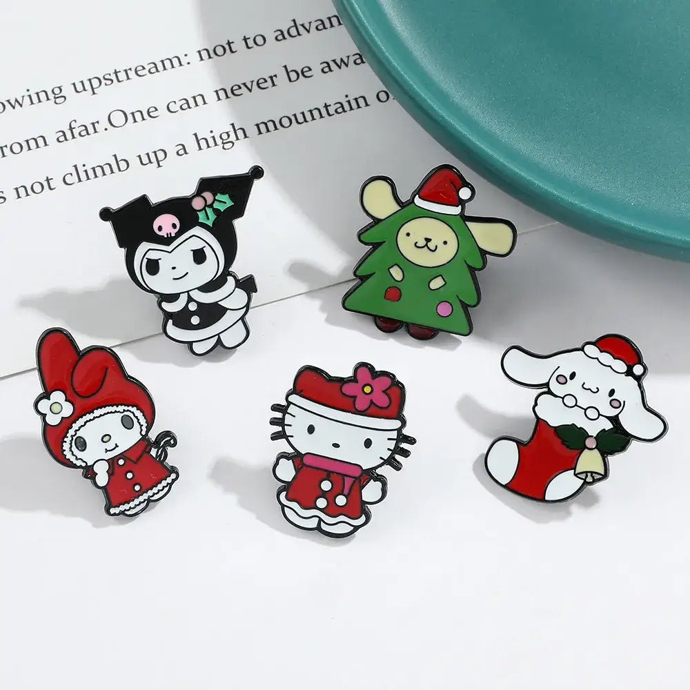 Kawaii Xmas Enamel Pin Set for Festive Holiday Cheer - Cosparty
