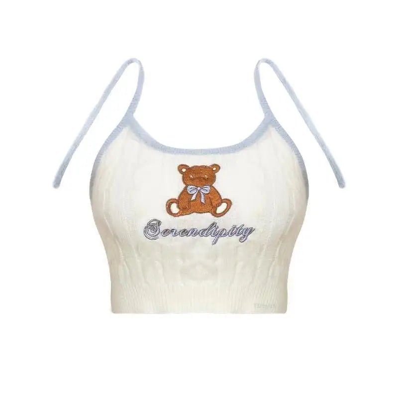 Knit Teddy Crop Top for Cute and Cozy Angelcore Fashion - Cosparty