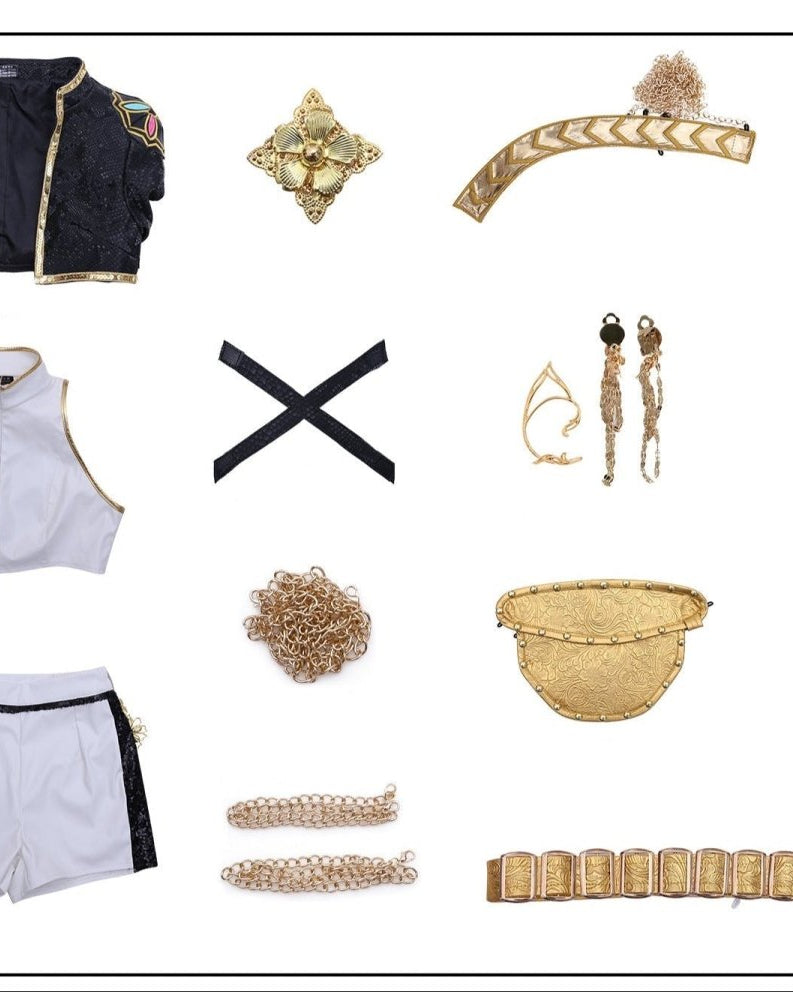 KPop Demon Hunters Rumi, Zoey and Mira Golden Cosplay Outfit Sets - Cosparty