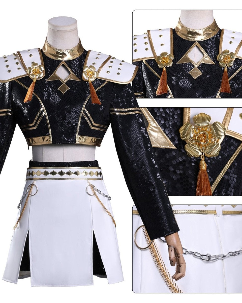 KPop Demon Hunters Rumi, Zoey and Mira Golden Cosplay Outfit Sets - Cosparty