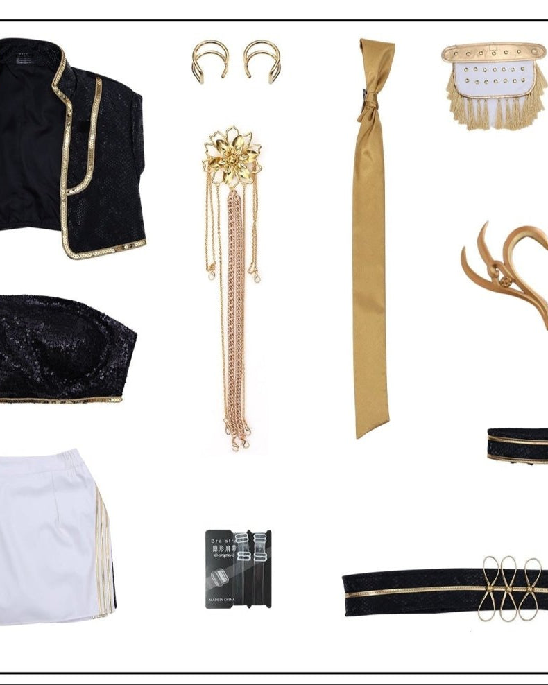 KPop Demon Hunters Rumi, Zoey and Mira Golden Cosplay Outfit Sets - Cosparty