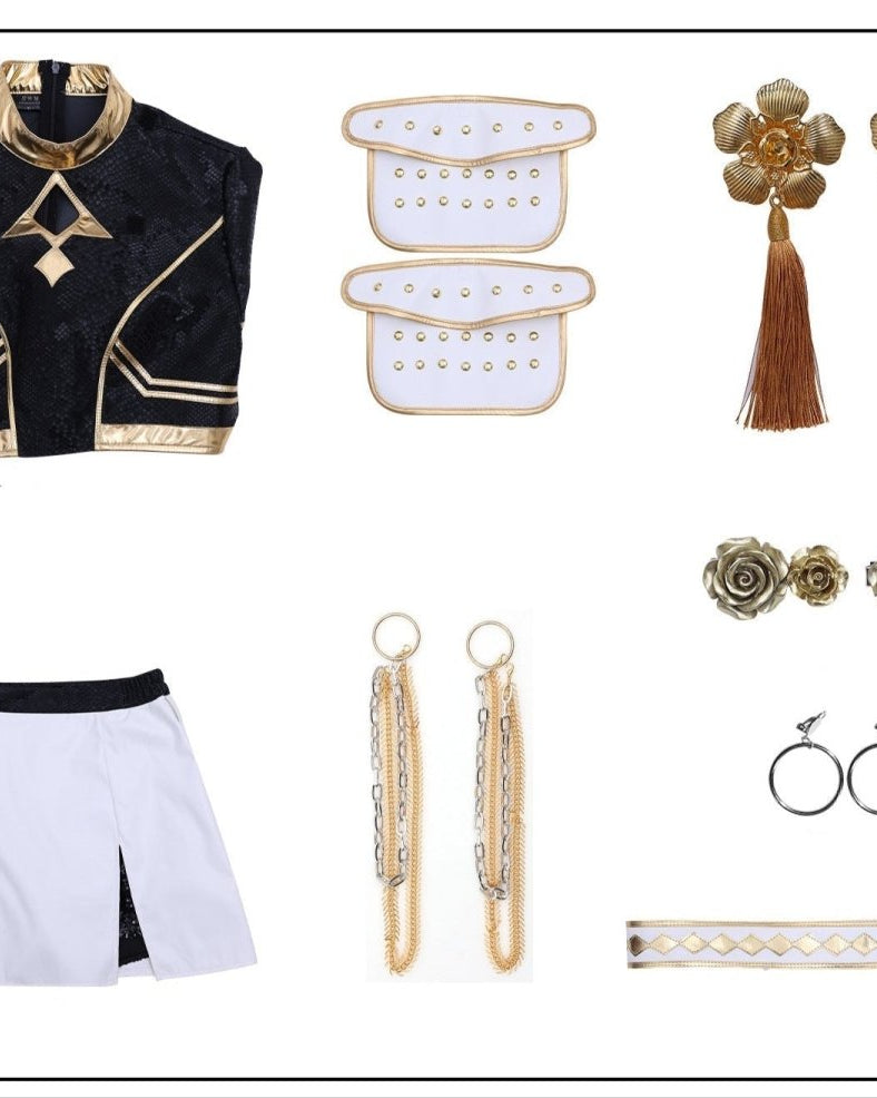 KPop Demon Hunters Rumi, Zoey and Mira Golden Cosplay Outfit Sets - Cosparty