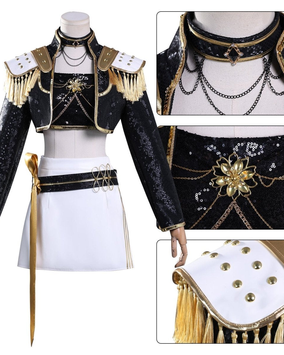 KPop Demon Hunters Rumi, Zoey and Mira Golden Cosplay Outfit Sets - Cosparty