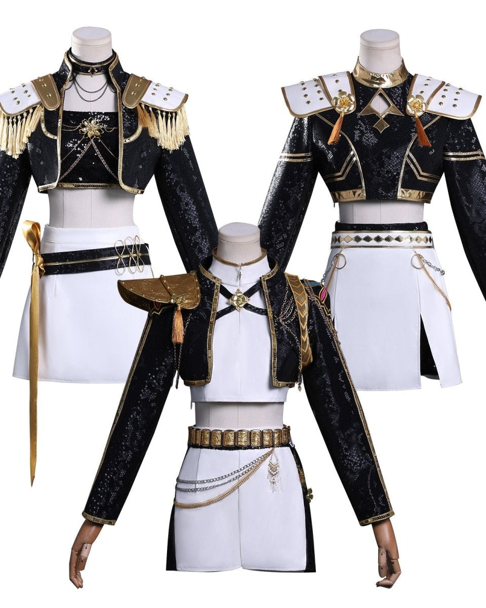 KPop Demon Hunters Rumi, Zoey and Mira Golden Cosplay Outfit Sets - Cosparty