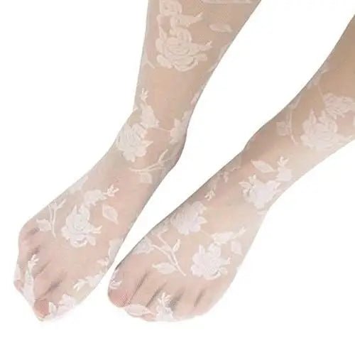 Lace Floral Embellished Nylon Tights for Elegant Looks - Cosparty