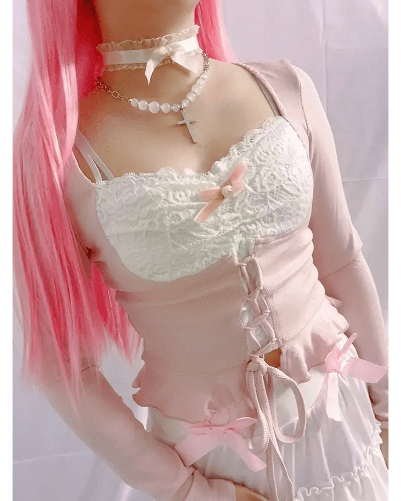 Lace Knit Princess Sweater for Cozy Angelcore and Fairycore Styles - Cosparty