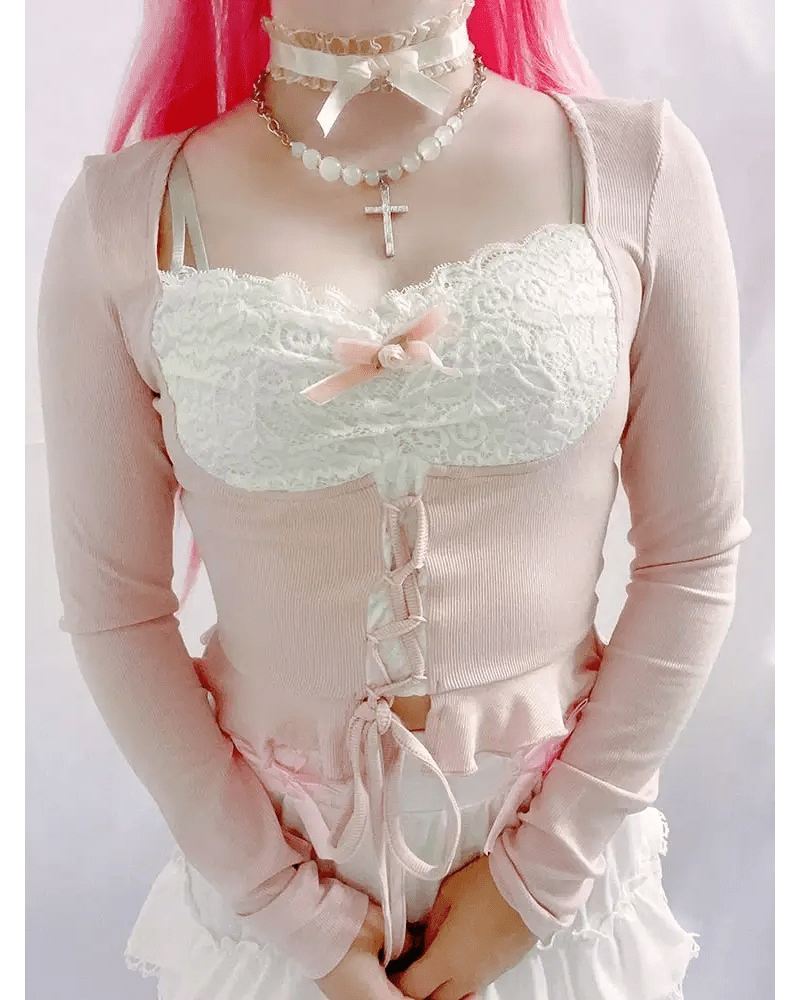 Lace Knit Princess Sweater for Cozy Angelcore and Fairycore Styles - Cosparty