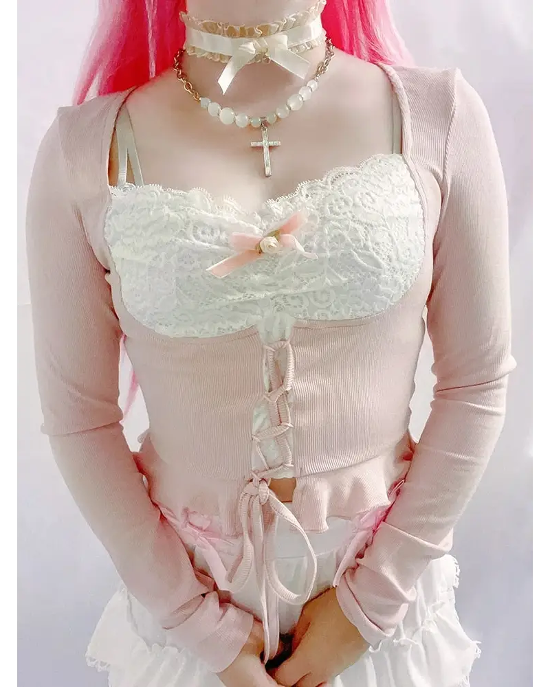 Lace Knit Princess Sweater for Cozy Angelcore and Fairycore Styles - shirt