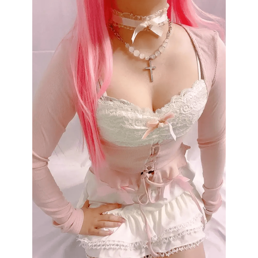 Lace Knit Princess Sweater for Cozy Angelcore and Fairycore Styles - Cosparty