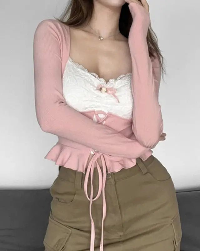 Lace Knit Princess Sweater for Cozy Angelcore and Fairycore Styles - Cosparty