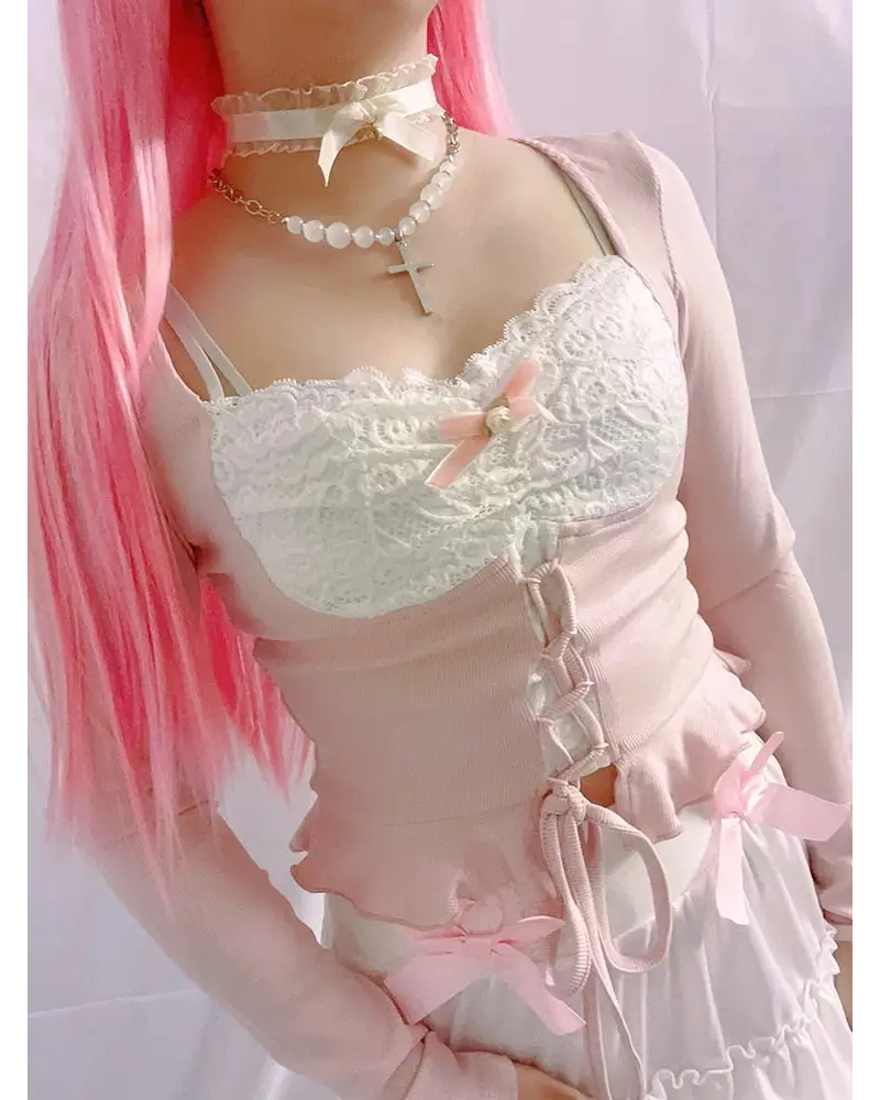 Lace Knit Princess Sweater for Cozy Angelcore and Fairycore Styles - shirt