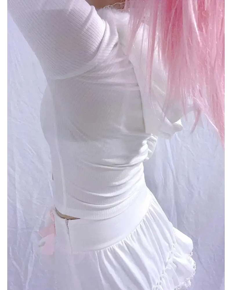 Lace Up Fur Hooded Cardigan in Striped Cable Knit Fabric - sweater