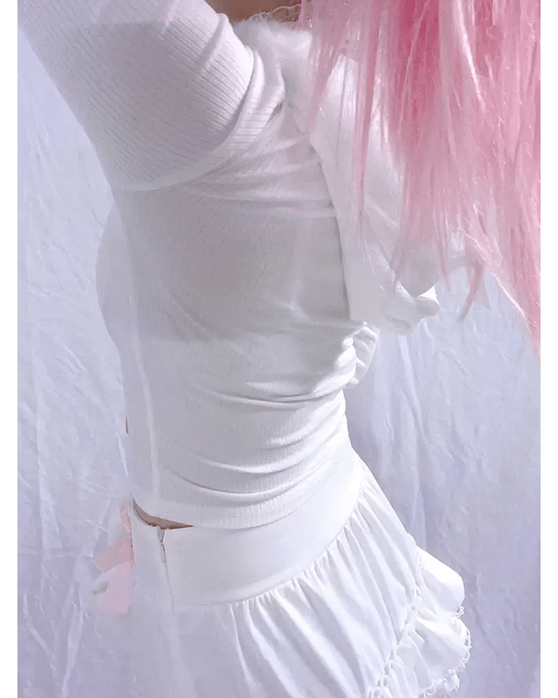 Lace Up Fur Hooded Cardigan in Striped Cable Knit Fabric - Cosparty