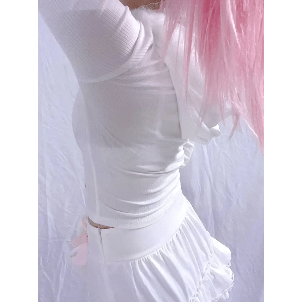 Lace Up Fur Hooded Cardigan in Striped Cable Knit Fabric - Cosparty