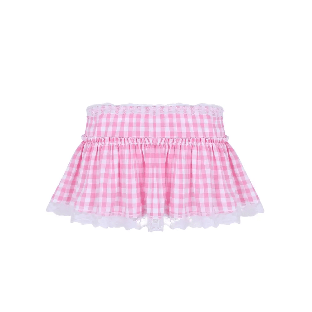 Light Blue Gingham Plaid Miniskirt in New Condition for Girly Fashion - Cosparty
