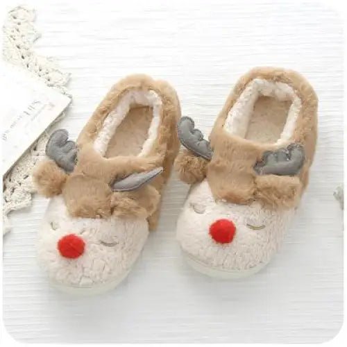 Light Purple Reindeer Slippers for Cozy Christmas Comfort - Cosparty