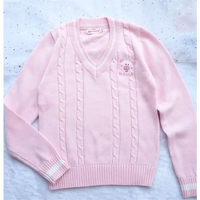 Little Piggy Knit Cardigan Pullover for Kawaii Fashion Lovers - Cosparty