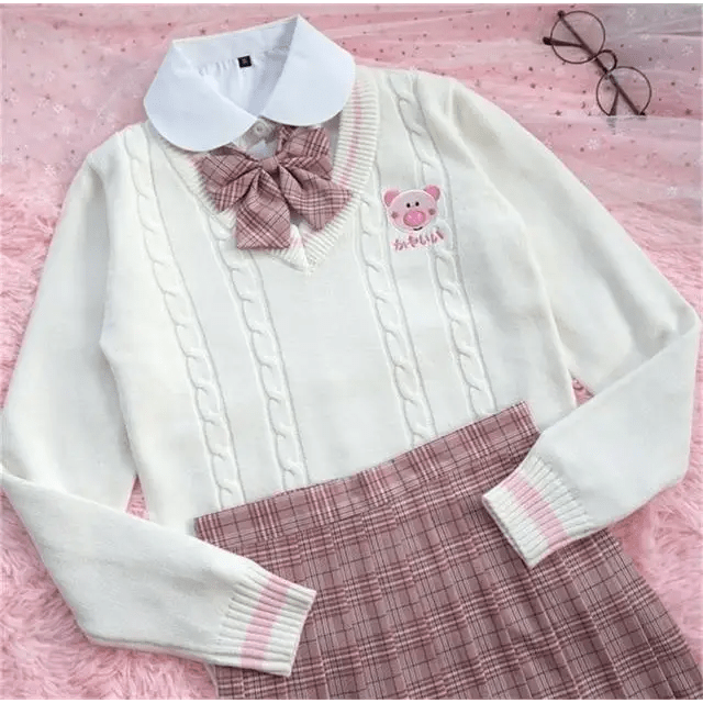 Little Piggy Knit Cardigan Pullover for Kawaii Fashion Lovers - Cosparty