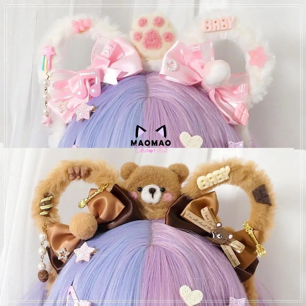 Lolita Bear Headband for Kawaii Cosplay Sweet Baby Ears Products - Cosparty