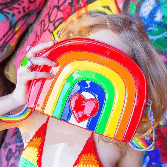 Long Rainbow Heart Purse for a Shiny and Unique Style - Cosparty