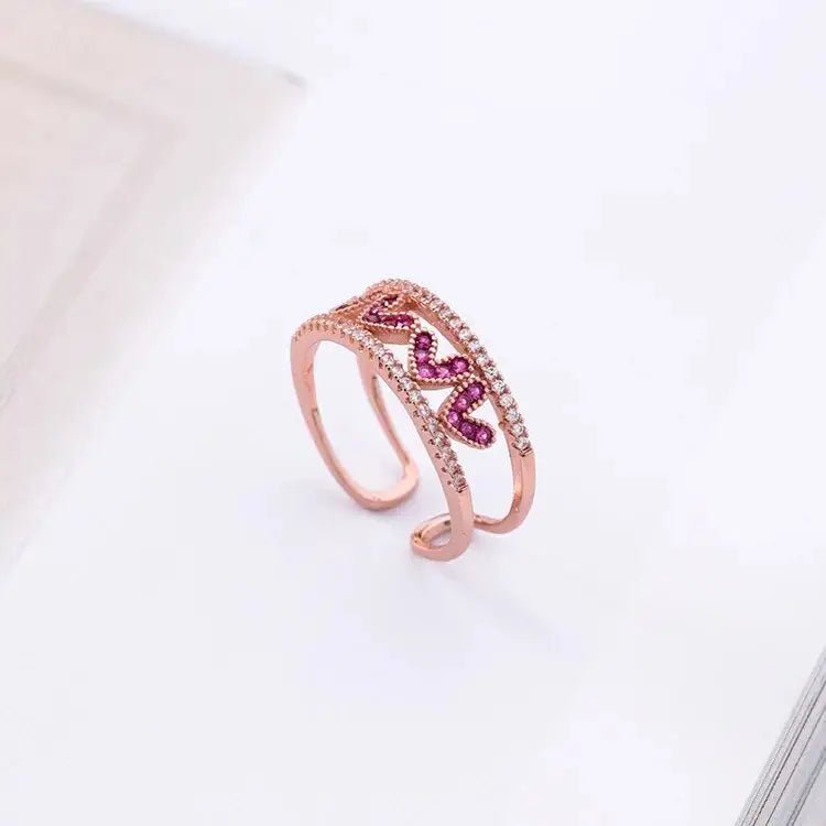 Lovestruck Spiral Ring with Pink Hearts and Stars - Cosparty