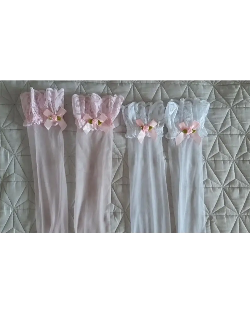 Luxurious Babygirl Stockings with Satin Silk Bow Details - thigh highs