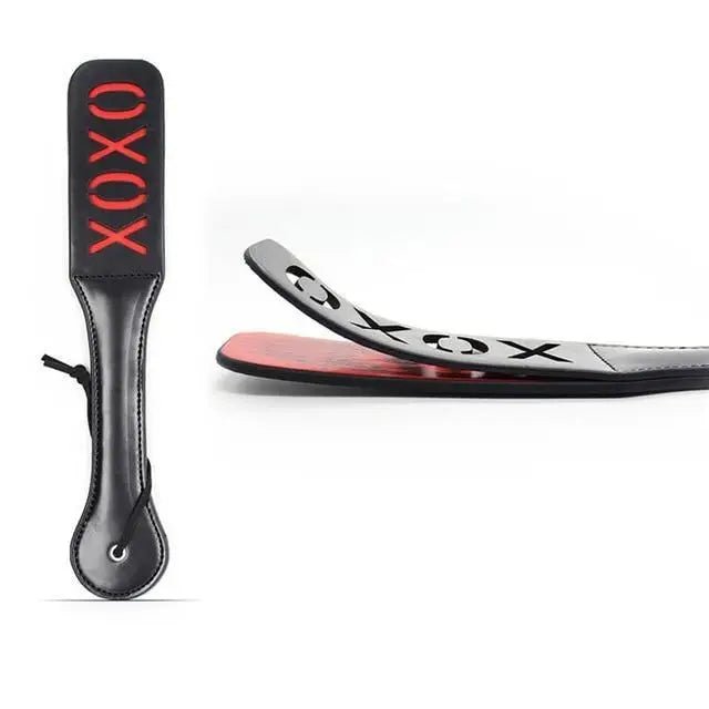 Luxurious Black and Red Vegan Leather Naughty Paddle in New Condition - Cosparty