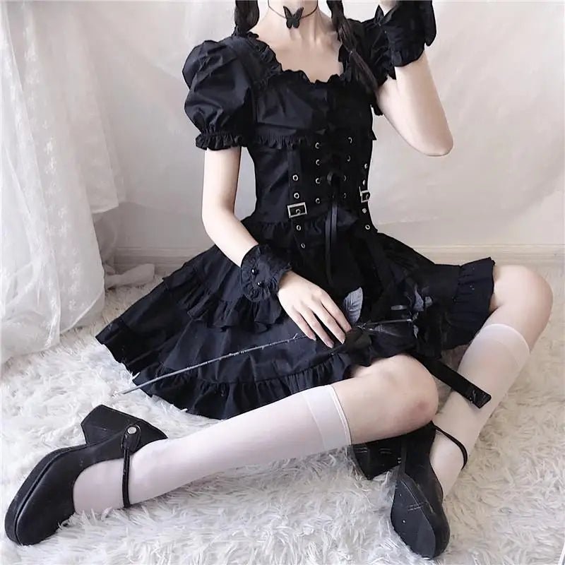 Luxurious Black Gothic Victorian Inspired Gothic Lolita Dress 84cm Waist - Cosparty
