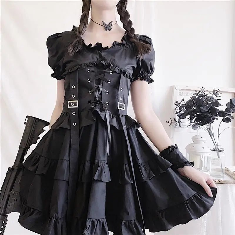 Luxurious Black Gothic Victorian Inspired Gothic Lolita Dress 84cm Waist - Cosparty