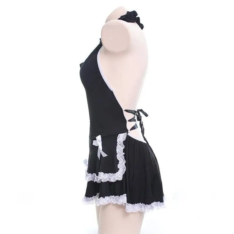 Luxurious Black Ruffled Maid Dress for Roleplaying Vixens - Cosparty