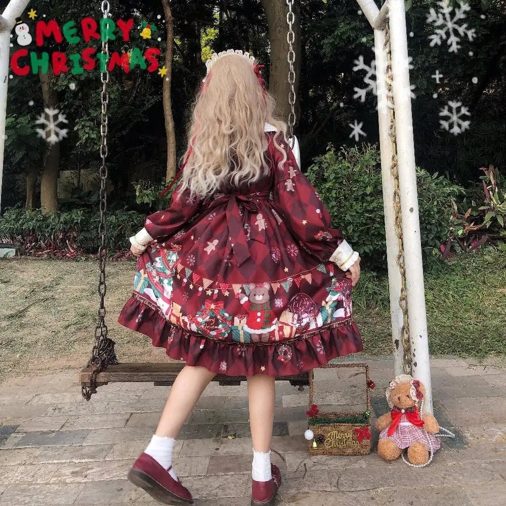 Luxurious Holiday Lolita Dress in Red or Green Org Instock New Condition - Cosparty