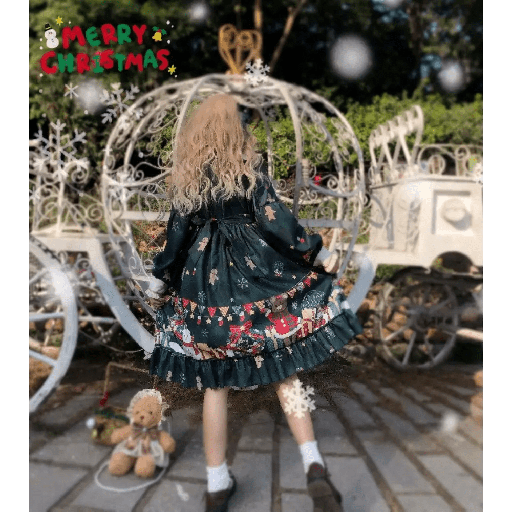 Luxurious Holiday Lolita Dress in Red or Green Org Instock New Condition - Cosparty