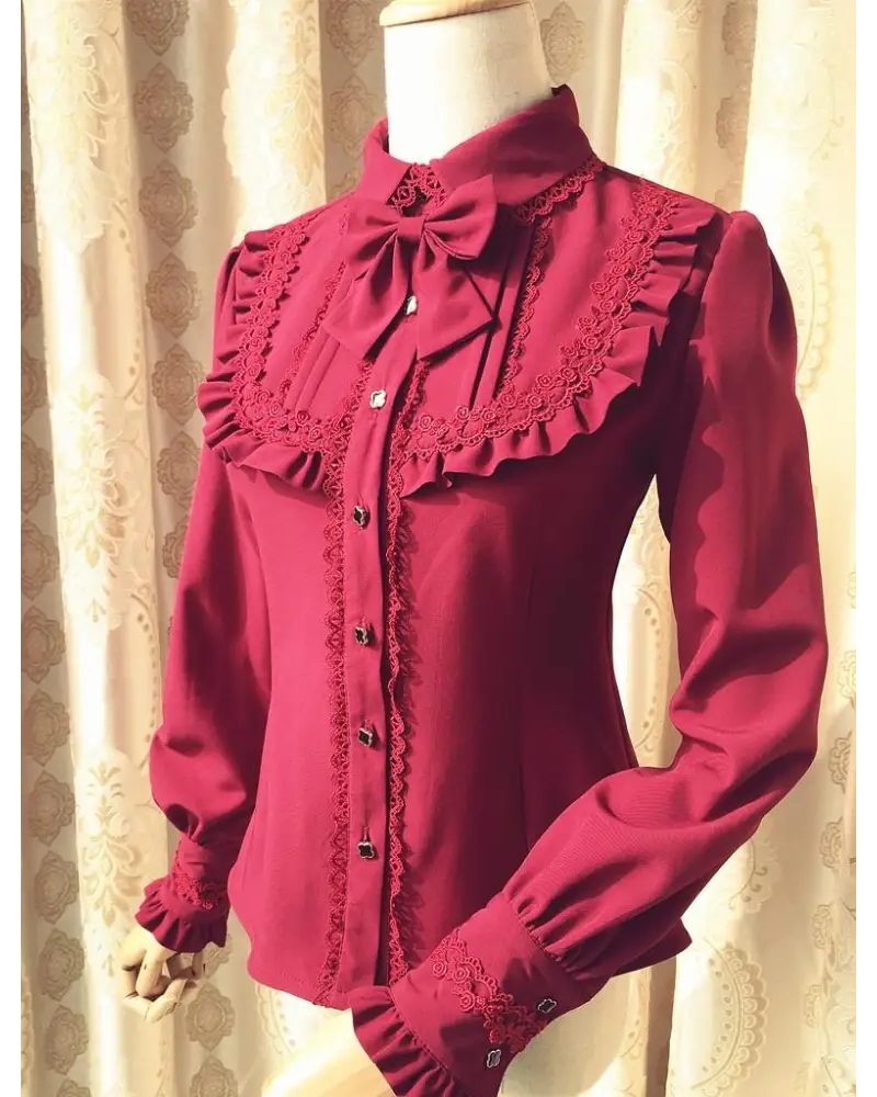Luxurious Victorian-Era Regal Blouse with Traditional Lolita Details - shirt