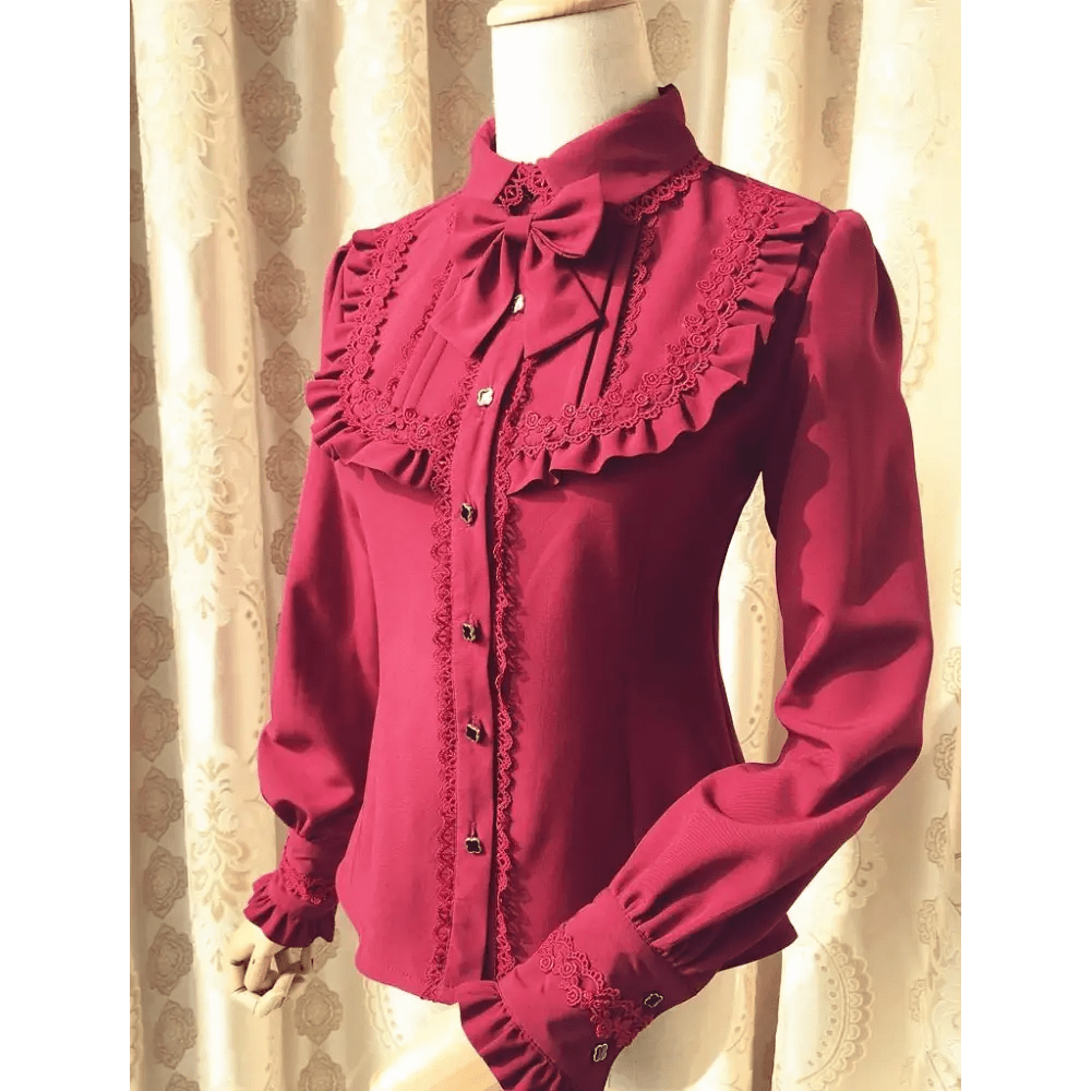 Luxurious Victorian - Era Regal Blouse with Traditional Lolita Details - Cosparty